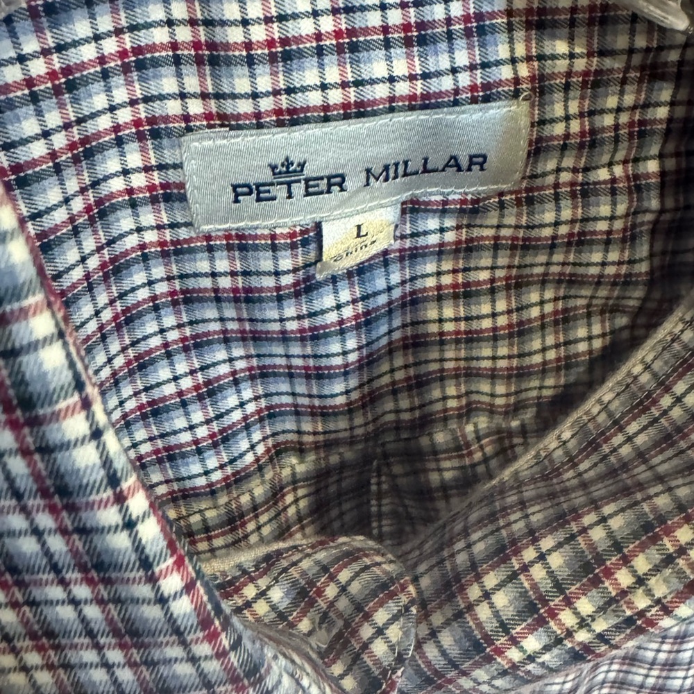 Peter Millar Men's Checkered Shirt - Red, Blue, White
